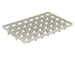 Fachwerkeinsatz für Gläserkästen, oben, 66x68 mm, 40 Gläser, PP, kieselgrau