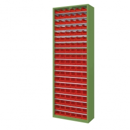 Schrank mit Sichtboxen, ohne Türen, BxTxH 700x300x1980 mm, resedagrün RAL 6011