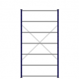 Fachbodenregal mit 7 Böden, Stecksystem, Grundregal, einseitige Ausführung, BxTxH 1270x315x2300 mm, Oberfläche kunststoffbeschichtet