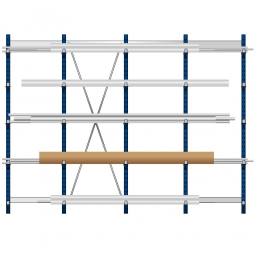 Komplettes Kragarmregal, leichte Ausführung, doppelseitige Nutzung, BxTxH 4295x1000x2480 mm, Gesamt-Tragkraft 8750 kg