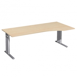 Schreibtisch PREMIUM höhenverstellbar, rechts, Ahorn/Silber, BxTxH 2000x800/1000x680-820 mm