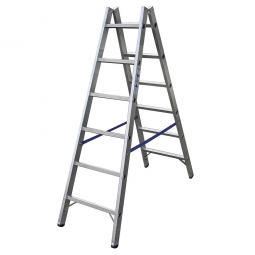 Alu-Sprossen-Doppelleiter mit 2x 6 Sprossen, Leiterhöhe 1700 mm, max. Arbeitshöhe 3300 mm, Gewicht 6,8 kg