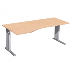 Schreibtisch PREMIUM höhenverstellbar, links, Buche/Silber, BxTxH 1800x800/1000x680-820 mm