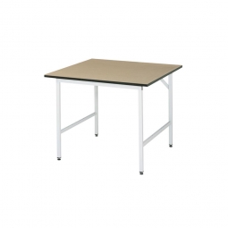 Arbeitstisch mit MDF-Tischplatte, BxTxH 1000x1000x800-850 mm, Gestell lichtgrau RAL 7035