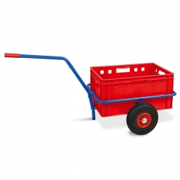 Handwagen mit E3 Kunststoffkasten, H 300 mm, rot, LxBxH 1250x640x660 mm, Tragkraft 200 kg