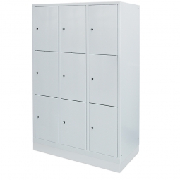 Stahl-Fächerschrank mit Sockel, 9 Fächer, BxTxH 1200x500x1800 mm
