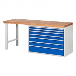 Werkbank BxTxH 2000x700x840 mm, 7 XXL Schubladen