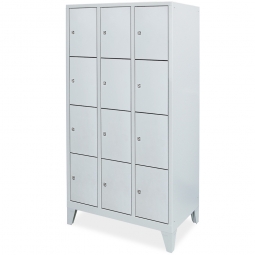Stahl-Fächerschrank mit Füßen, 12 Fächer, BxTxH 900x500x1850 mm