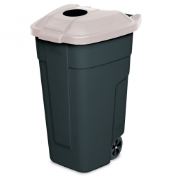 100 Liter Abfall-Tonne mit Einwurföffnung im Deckel, BxTxH 510x550x850 mm, Korpus schwarz/Deckel beige