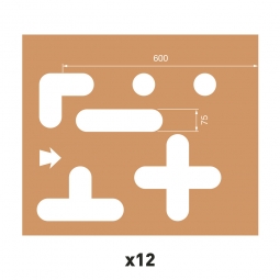 Schablonen für Bodenmarkierungen, KIT Stellplatzmarkierung, Set a 12 Schablonen