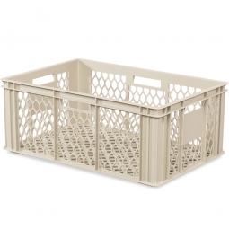 Euro-Gläserkasten, LxBxH 600x400x220 mm, durchbrochen, 4 Durchfassgriffe, 42 Liter, PE-HD, kieselgrau
