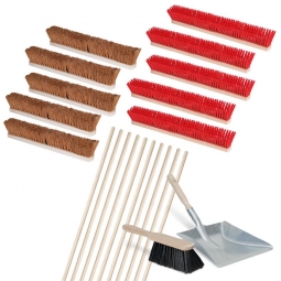 Besen-Spar-Set 20-teilig, 5x Straßenbesen, 5x Saalbesen und 10x Besenstiel + GRATIS: 1x Kehr-Set