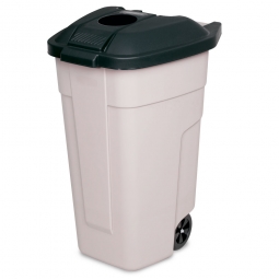 Fahrbare Tonne - 100 Liter mit Einwurföffnung im Deckel, BxTxH 510x550x850 mm, Korpus beige/Deckel anthrazit
