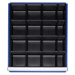 Kleinteileeinsatz für Schublade, BxT 490x560 mm, Fronthöhe 60-90 mm, 16 Fächer