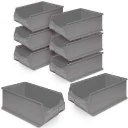 6x Sichtbox PROFI LB2, grau + GRATIS: 2 zusätzliche Sichtboxen geschenkt!