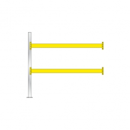 Paletten-Anbauregal für 9 Europaletten, Tragbalkenebenen mit 38 mm Spanplattenböden, Fachlast 2900 kg/Tragbalkenpaar, BxTxH 2785 x 1100 x 2500 mm