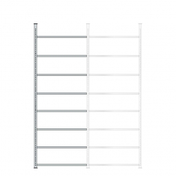 Ordner-Anbauregal mit 8 Böden, kunststoffbeschichtet, Schraubsystem, BxTxH 1000x600x2900 mm