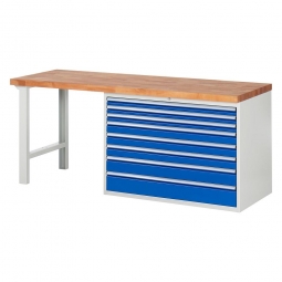 Werkbank BxTxH 2000x700x840 mm, 8 XXL Schubladen