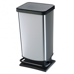 Tretabfalleimer, 40 Liter, BxTxH 295x353x676 mm, Deckel mit Absenkautomatik, Korpus silber