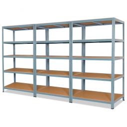 Schwerlast-Komplettregal, 5 Ebenen, Stecksystem, verzinkt, Tragkraft 265 kg je Boden, BxTxH 2700x500x1800 mm