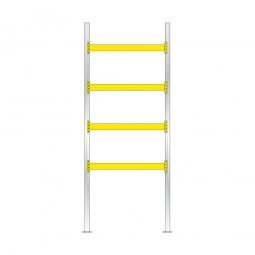 Palettenregal für 10 Europaletten, BxTxH 2025x1100x5000 mm, Tragbalkenebenen mit 38 mm Spanplattenböden, Fachlast 2200 kg/Tragbalkenpaar