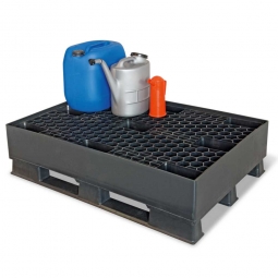 Sicherheits-Auffangwanne aus Kunststoff, LxBxH 1200x800x300 mm, schwarz, Tragkraft 1200 kg