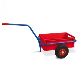 Handwagen mit Kunststoffkasten, H 220 mm, rot, LxBxH 1250x640x660 mm, Tragkraft 200 kg