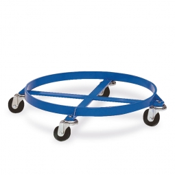 Fassroller, Farbe blau RAL 5010, Stehender Transport von 200-Liter Stahlblechfässer