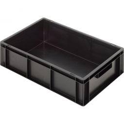 Leitfähiger Stapelbehälter, 2 Griffleisten, LxBxH 600x400x170 mm, 32 Liter, schwarz