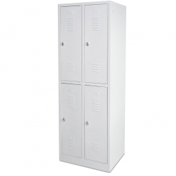 Stahl-Fächerschrank mit Sockel und Drehriegelverschluss, 4 Fächer, BxTxH 600x500x1800 mm