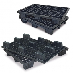 5x Euro-Leichtpalette, schwarz, LxBxH 1200x800x153 mm, Deckfläche durchbrochen