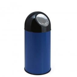 Push-Abfallbehälter, Inhalt 40 Liter, blau, HxØ 670x310 mm, Stahlblech, Einwurföffnung Ø 160 mm