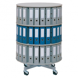 Ordner-Drehsäule mit 3 Etagen, hellgrau, Höhe 1230 mm, Ø 810 mm
