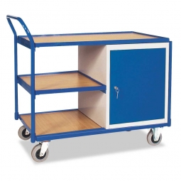 Werkstatt- und Montagewagen mit 1 Tür und, 3 Ladeflächen, LxBxH 1125x625x980 mm, Tragkraft 250 kg