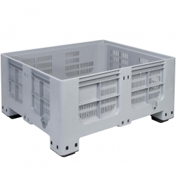 Großbox / Großbehälter mit 4 Füßen, 400 Liter, LxBxH 1200x1000x580 mm, Boden/Wände durchbrochen, grau