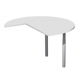 Anbautisch ELEGANCE, Dreiviertelkreis rechts, Dekor Lichtgrau, Gestell Silber, ØxH 1200x680-820 mm