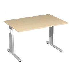 Schreibtisch ELEGANCE höhenverstellbar, Dekor Ahorn, Gestell Silber, BxTxH 1200x800x680-820 mm