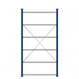 Fachbodenregal mit 6 Böden, Stecksystem, Grundregal, doppelseitige Ausführung, BxTxH 1070x630x2000 mm, Oberfläche kunststoffbeschichtet