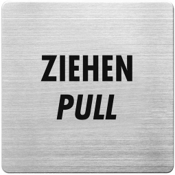 Hinweisschild "Ziehen", Edelstahl, HxBxT 90x90x1 mm