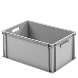 Euro-Geschirrkasten mit 2 Durchfassgriffen, PP, LxBxH 600x400x280 mm, 57 Liter, grau