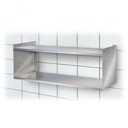 Edelstahl-Wandregal mit 2 Böden, BxTxH 700x250x360 mm, Tragkraft 15 kg / Boden