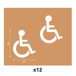 Schablonen für Bodenmarkierungen, KIT Handicap 25x30 cm, Set a 12 Schablonen