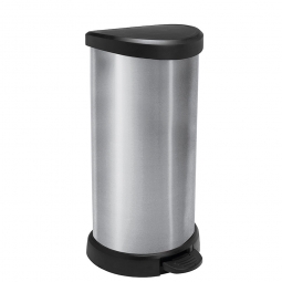 Tretabfalleimer, 40 Liter, BxTxH 349x309x697 mm, Deckel schwarz, Korpus silber