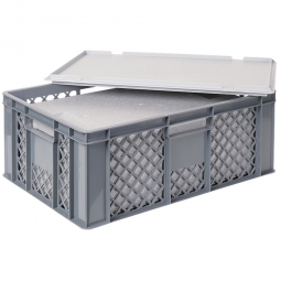 EPS-Thermobox im Stapelkorb mit Deckel, LxBxH 600x400x240 mm, grau