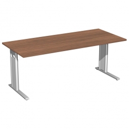 Schreibtisch PREMIUM höhenverstellbar, Rechteck, Nussbaum/Silber, BxTxH 2000x800x680-820 mm