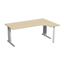 Schreibtisch PREMIUM, Schrankansatz rechts, Ahorn/Silber, BxTxH 1800x800/1200x680-820 mm