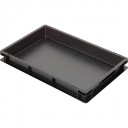 Leitfähiger Stapelbehälter, 2 Griffleisten, LxBxH 600x400x75 mm, 13 Liter, schwarz
