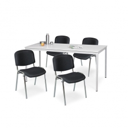 5-teilige Sitzgruppe "Perfekt": 4 Polsterstühle, Bezug schwarz + 1 Tisch, BxTxH 1600x800x750 mm