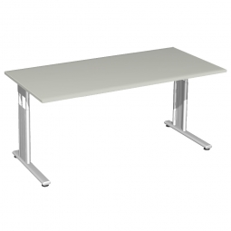 Schreibtisch ELEGANCE höhenverstellbar, Dekor Lichtgrau, Gestell Silber, BxTxH 1800x800x680-820 mm