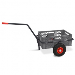 Handwagen mit Kunststoffkorb, H 240 mm, grau, LxBxH 1250x640x660 mm, Tragkraft 200 kg